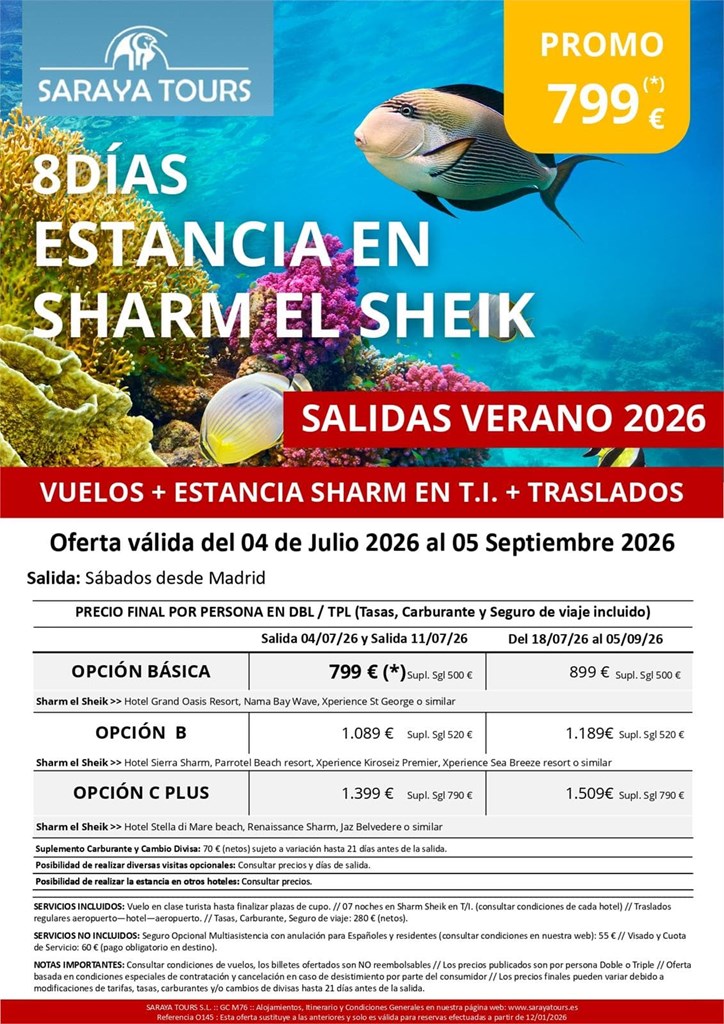 8 DÍAS ESTANCIA EN SHARM EL SHEIK