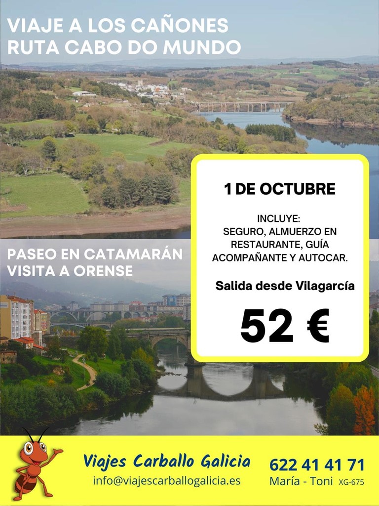 CAÑONES - RUTA CABO DO MUNDO - OURENSE - PASEO EN CATAMARÁN