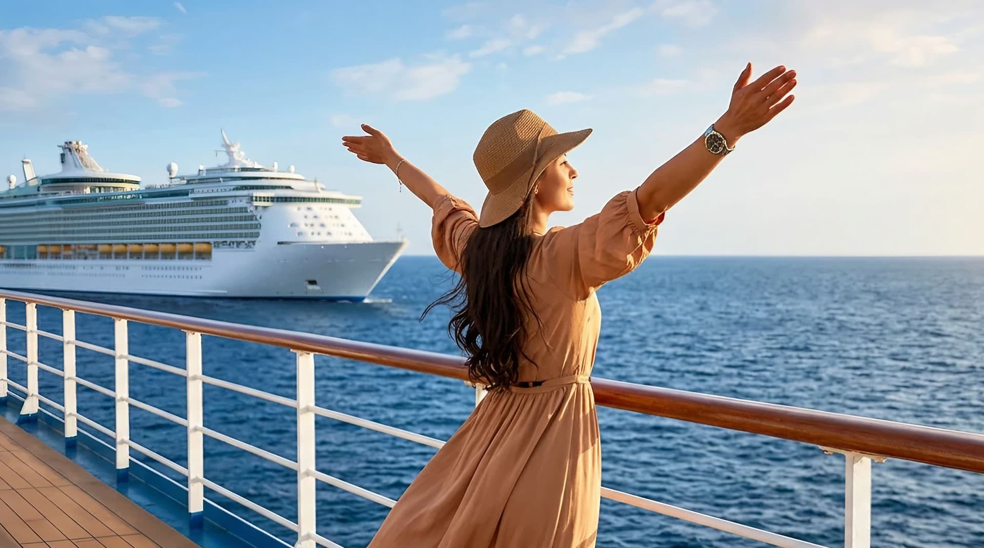 Amanecer en alta mar desde la cubierta de un crucero