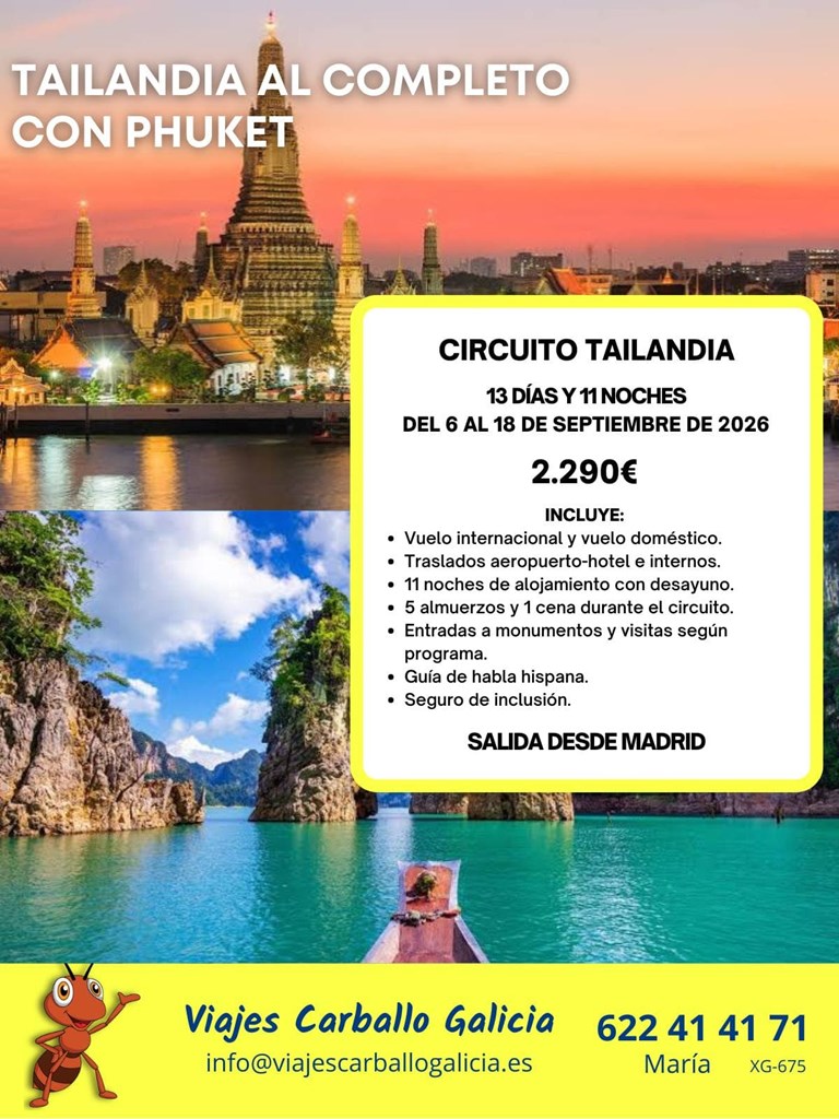 TAILANDIA AL COMPLETO CON PHUKET 2026